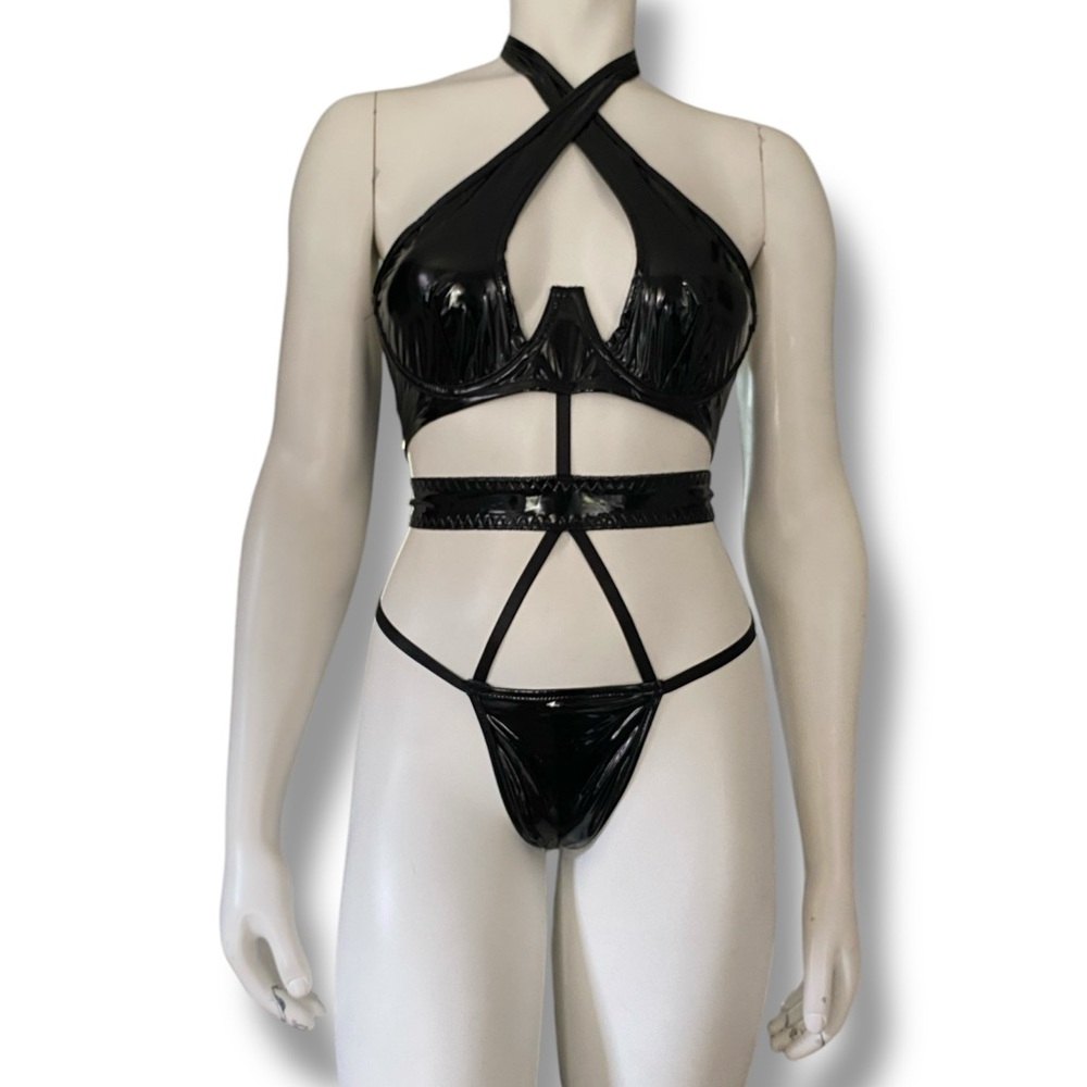 Dolls Kill Black Strappy Lingerie Set
